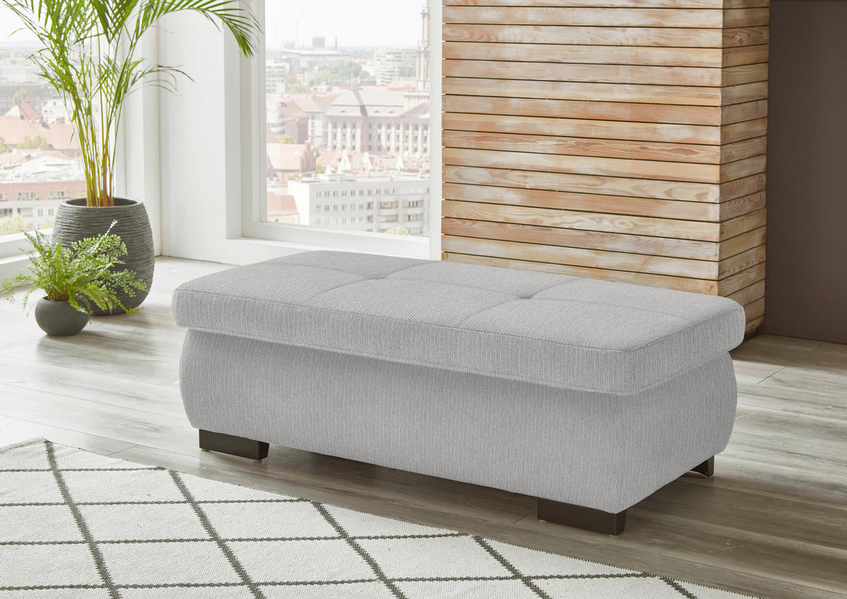 ECKSOFA in Flachgewebe Creme  297/174 cm  - Creme/Schwarz, Design, Textil/Metall (297/174cm) - Beldomo Style
