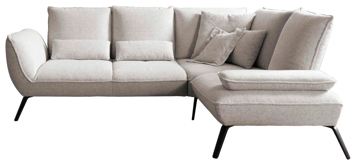 ECKSOFA Beige Flachgewebe, Struktur  - Beige/Schwarz, Design, Textil/Metall (259/233cm) - Moderano