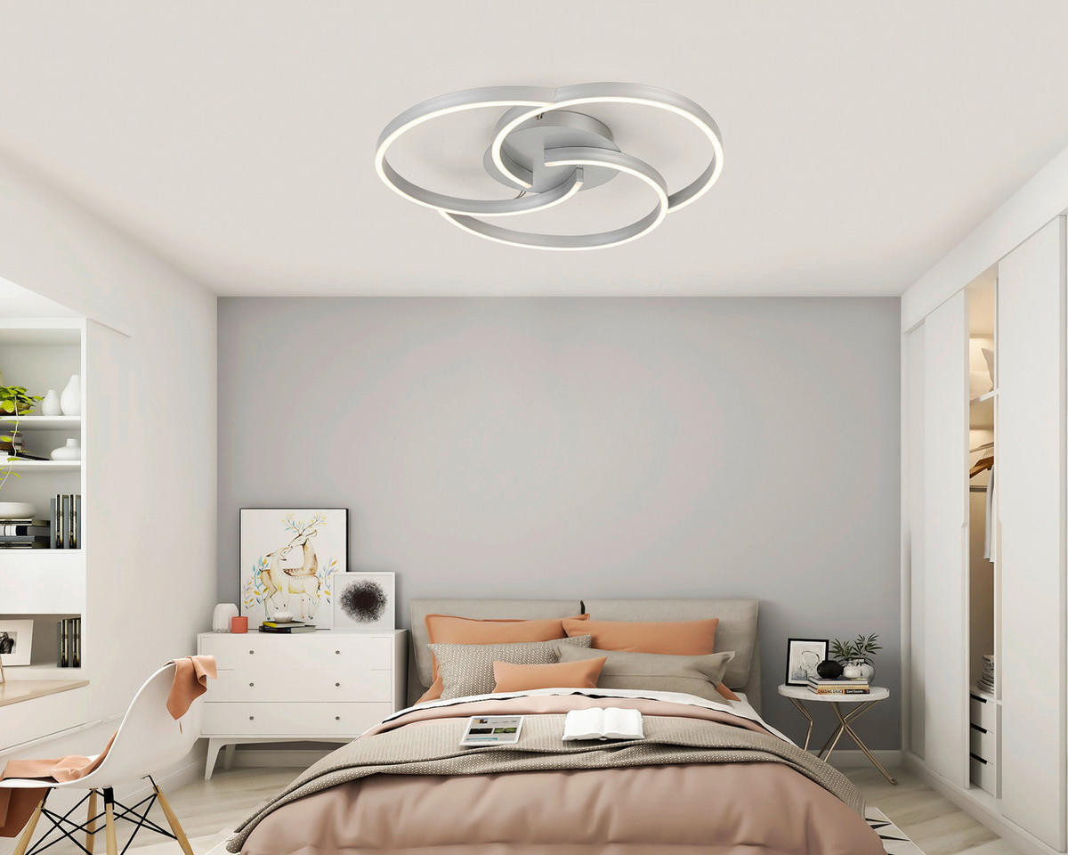 STROPNÍ LED SVÍTIDLO, 50/7,5 cm  - barvy stříbra, Trend, kov/plast (50/7,5cm) - Novel