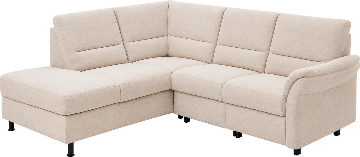 ECKSOFA Creme Chenille Rücken echt  - Creme/Schwarz, Design, Textil/Metall (203/227cm) - Beldomo System