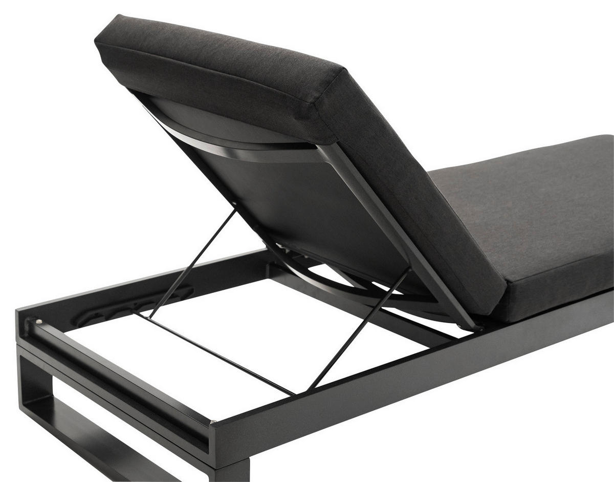 GARTENLIEGE 200/25/72 cm  - Anthrazit/Hellgrau, Design, Textil/Metall (200/25/72cm) - Amatio