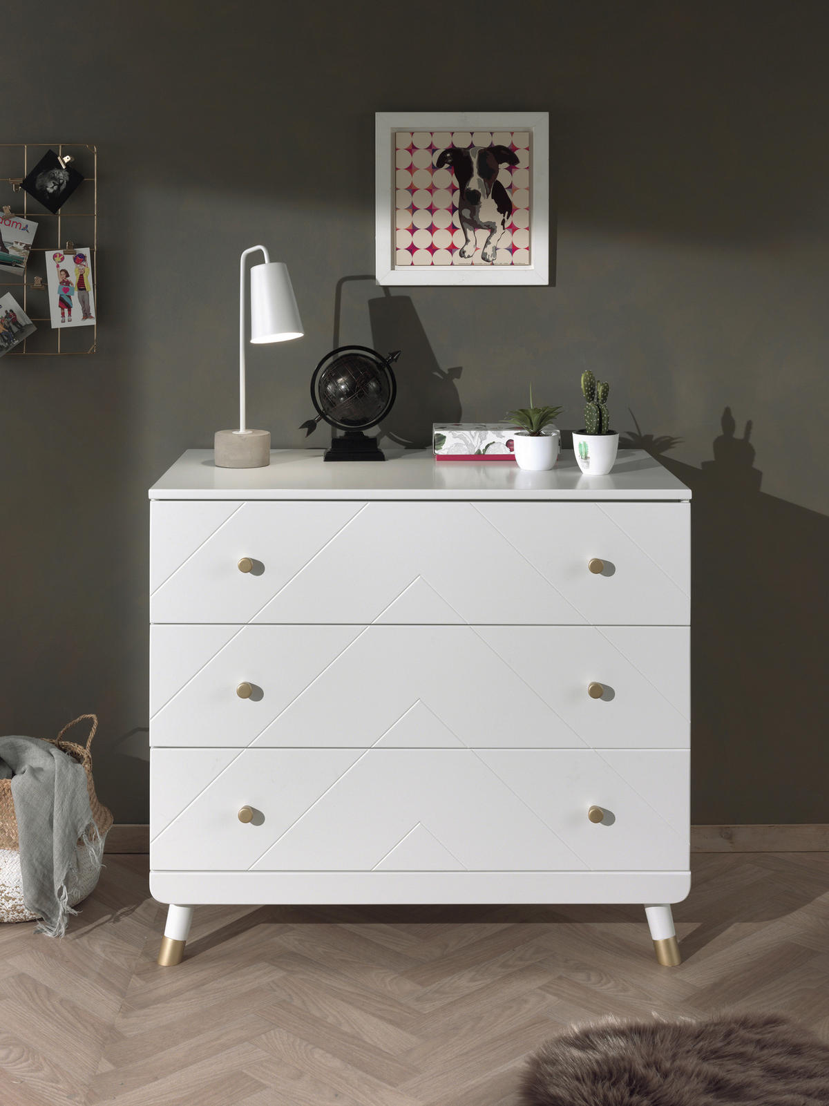 KOMMODE  in 100/89/57 cm  - Goldfarben/Weiß, MODERN, Holzwerkstoff/Kunststoff (100/89/57cm) - MID.YOU