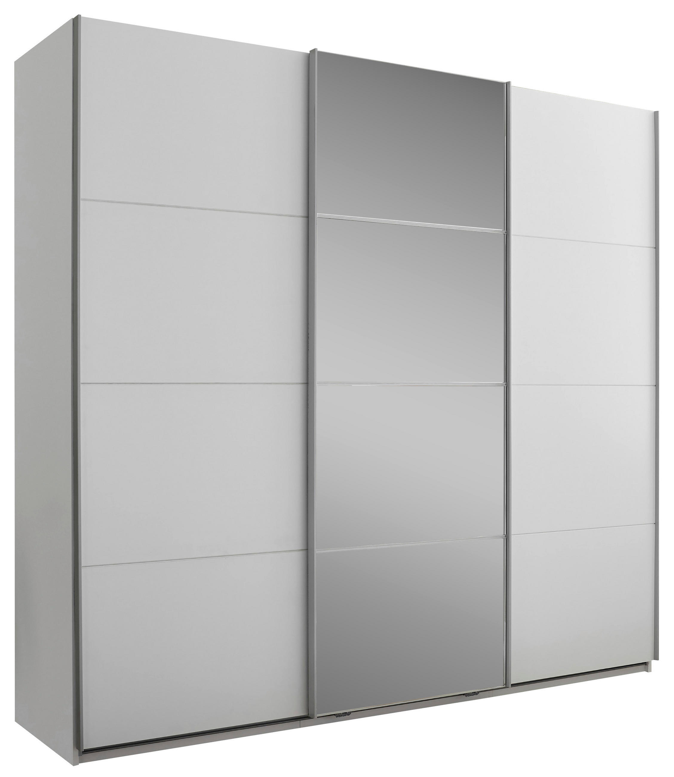 OMARA Z DRSNIMI VRATI, bela  - bela/barve aluminija, Konvencionalno, kovina/steklo (215/204/63cm) - Hom`in