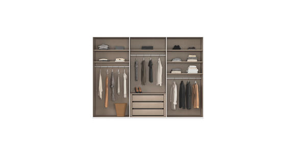 SCHWEBETÜRENSCHRANK 301/223/68 cm 3-türig Weiß, Weiß Hochglanz  - Weiß Hochglanz/Alufarben, Basics, Glas/Holzwerkstoff (301/223/68cm) - Novel