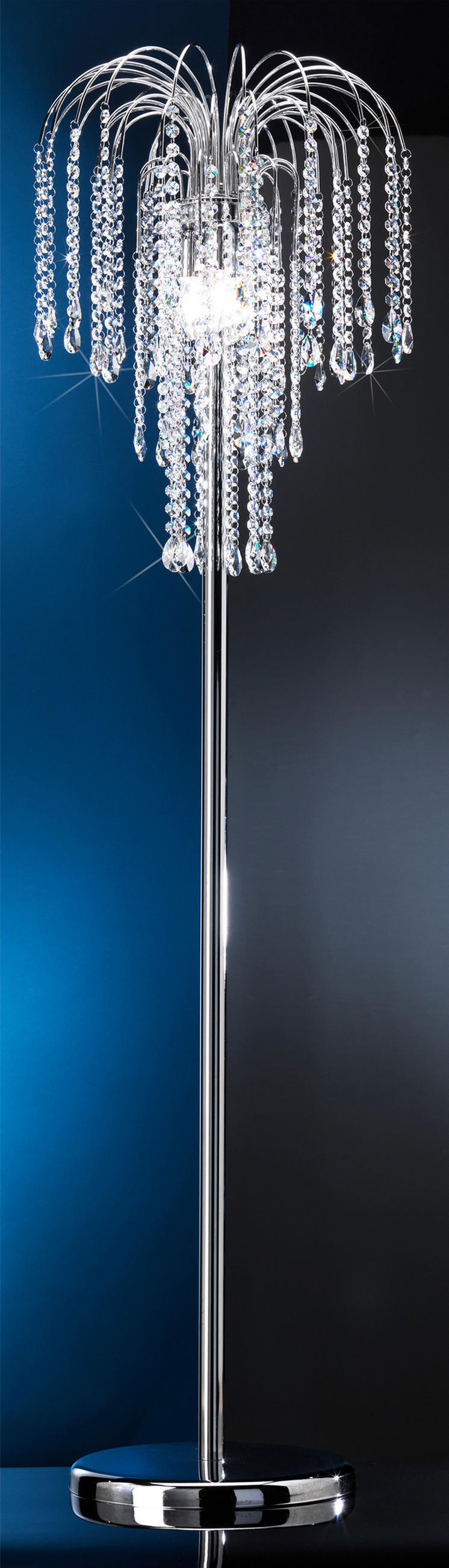 STEHLEUCHTE Modern 40/160 cm  - Chromfarben, KONVENTIONELL, Glas/Metall (40/160cm)