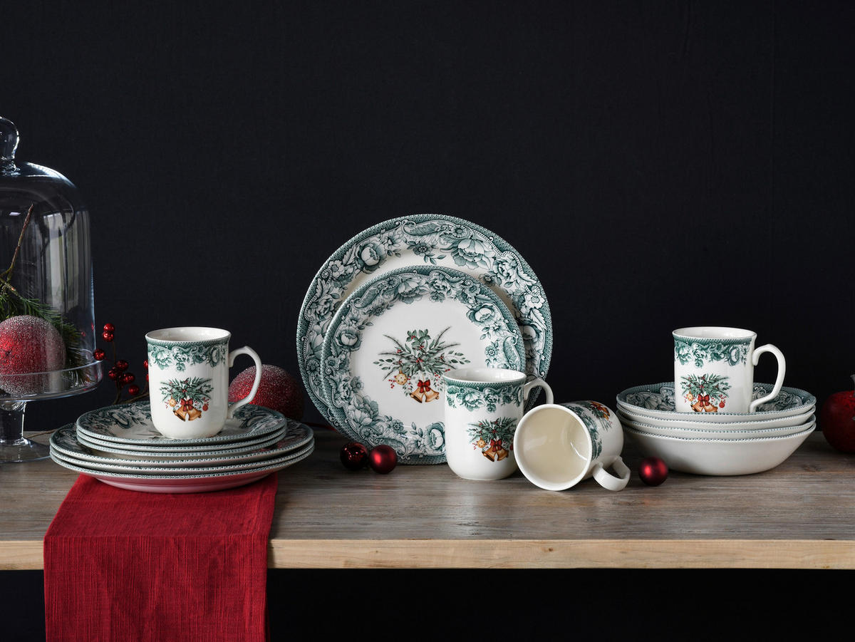 KOMBISERVICE Grün 16-teilig Weihnachten  - Grün, Basics, Keramik - Creatable