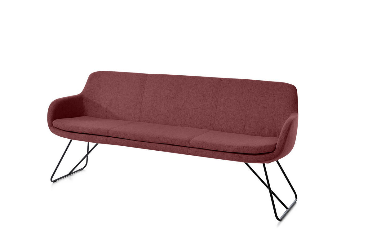 SITZBANK 180/87/65 cm Webstoff Bordeaux Metall  - Bordeaux/Schwarz, Design, Textil/Metall (180/87/65cm) - Musterring