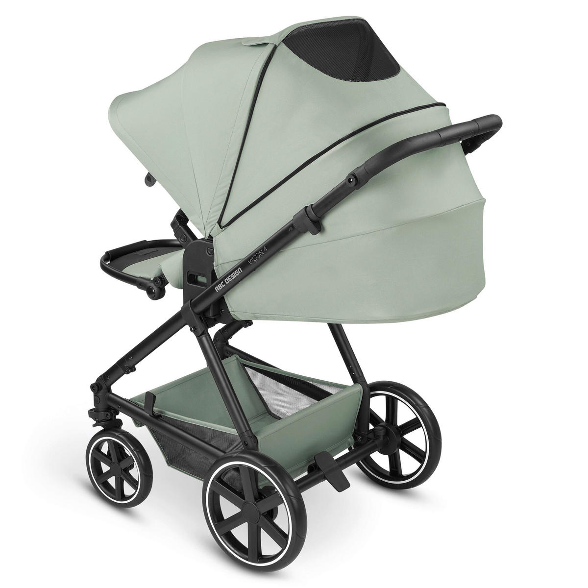 KINDERWAGENSET  Vicon 4  Pine  - Pastellgrün/Schwarz, Basics, Textil/Metall (91/61/110cm) - ABC Design