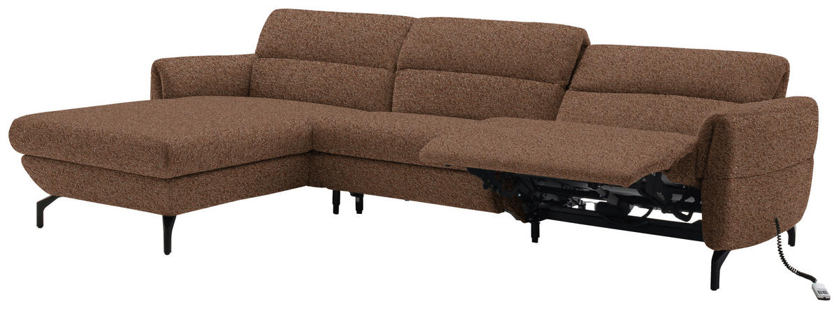 ECKSOFA in Chenille Kupferfarben  187/299 cm  - Schwarz/Kupferfarben, Design, Textil/Metall (187/299cm) - Schöner Wohnen