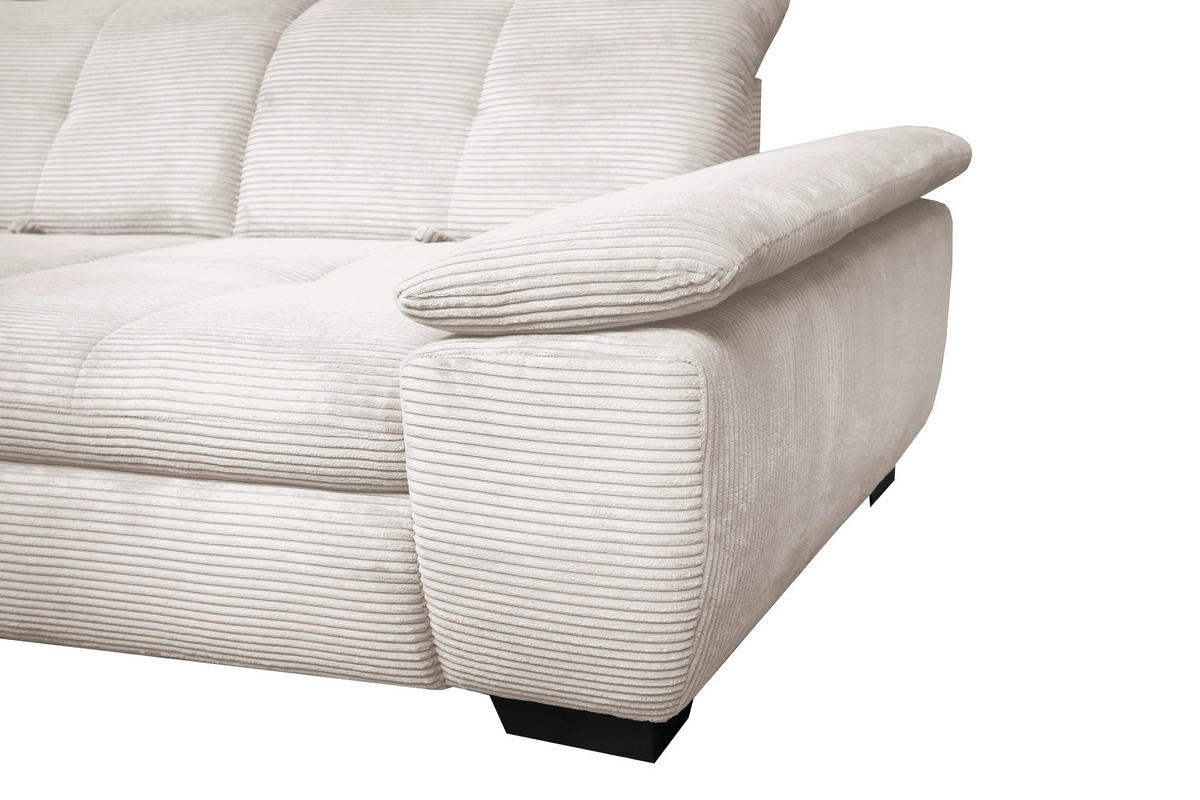 ECKSOFA in Cord Creme  - Creme/Schwarz, Design, Textil/Metall (242/313cm) - Xora