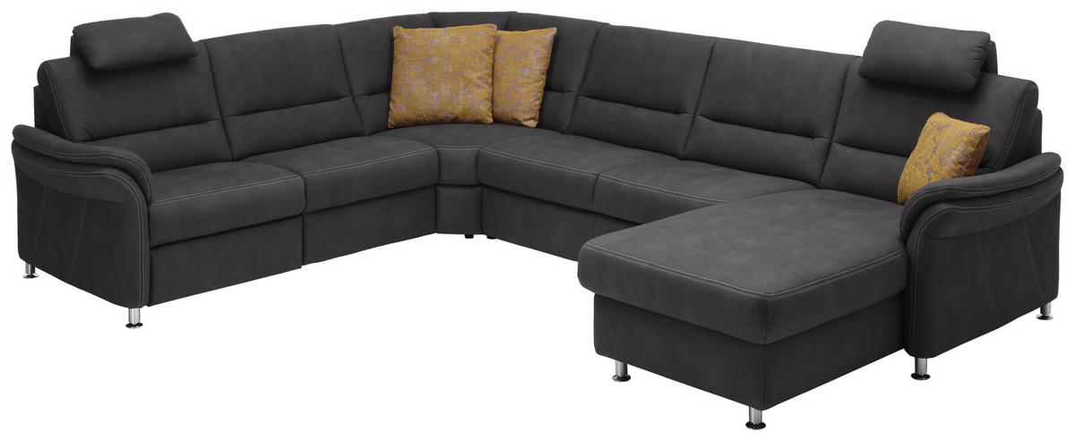 WOHNLANDSCHAFT Grau Mikrofaser  - Beige/Alufarben, KONVENTIONELL, Textil/Metall (262/330/173cm) - Beldomo System