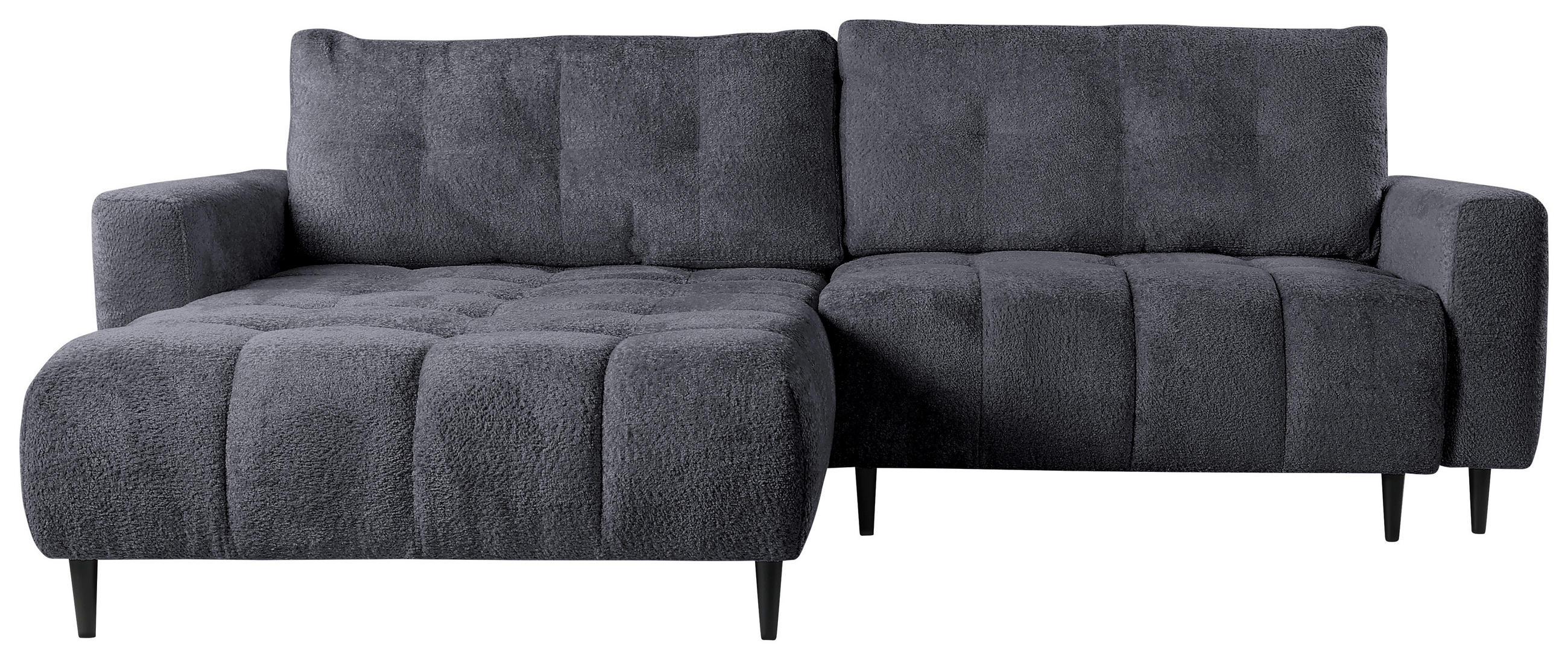 ECKSOFA Graphitfarben Chenille  - Schwarz/Graphitfarben, KONVENTIONELL, Holz/Textil (180/266cm) - Carryhome