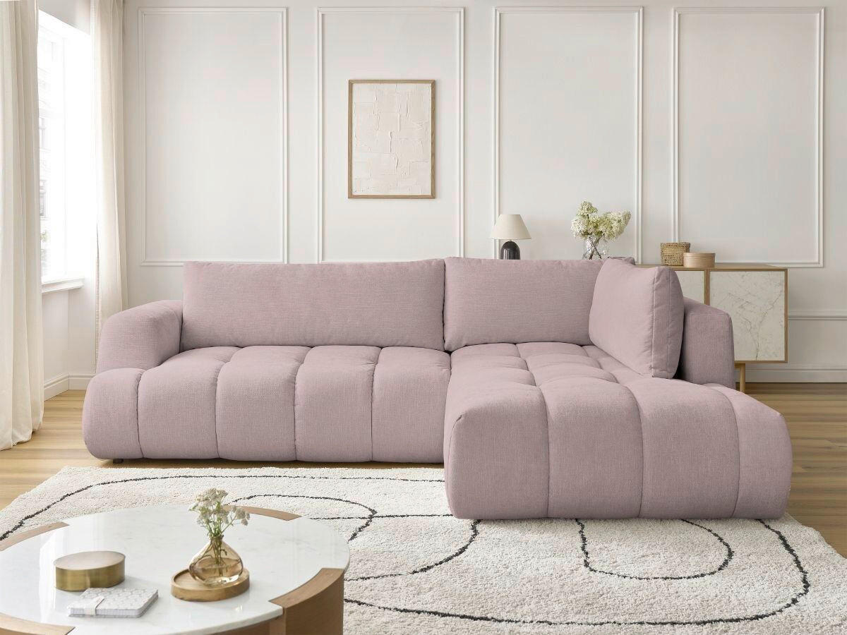 ECKSCHLAFSOFA FUJI Leinenoptik Pink  inkl.  - Pink/Schwarz, MODERN, Kunststoff/Textil (282/204cm)