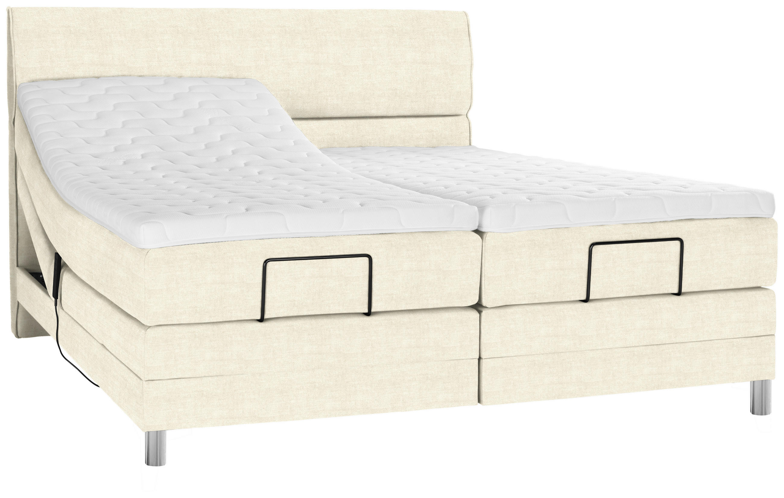 BOXSPRINGBETT 180/200 cm  in Creme  - Chromfarben/Creme, Konventionell, Kunststoff/Textil (180/200cm) - Voleo