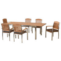 GARTENSET Akazie massiv Edelstahl  - Silberfarben/Naturfarben, MODERN, Holz/Textil - Gardenson