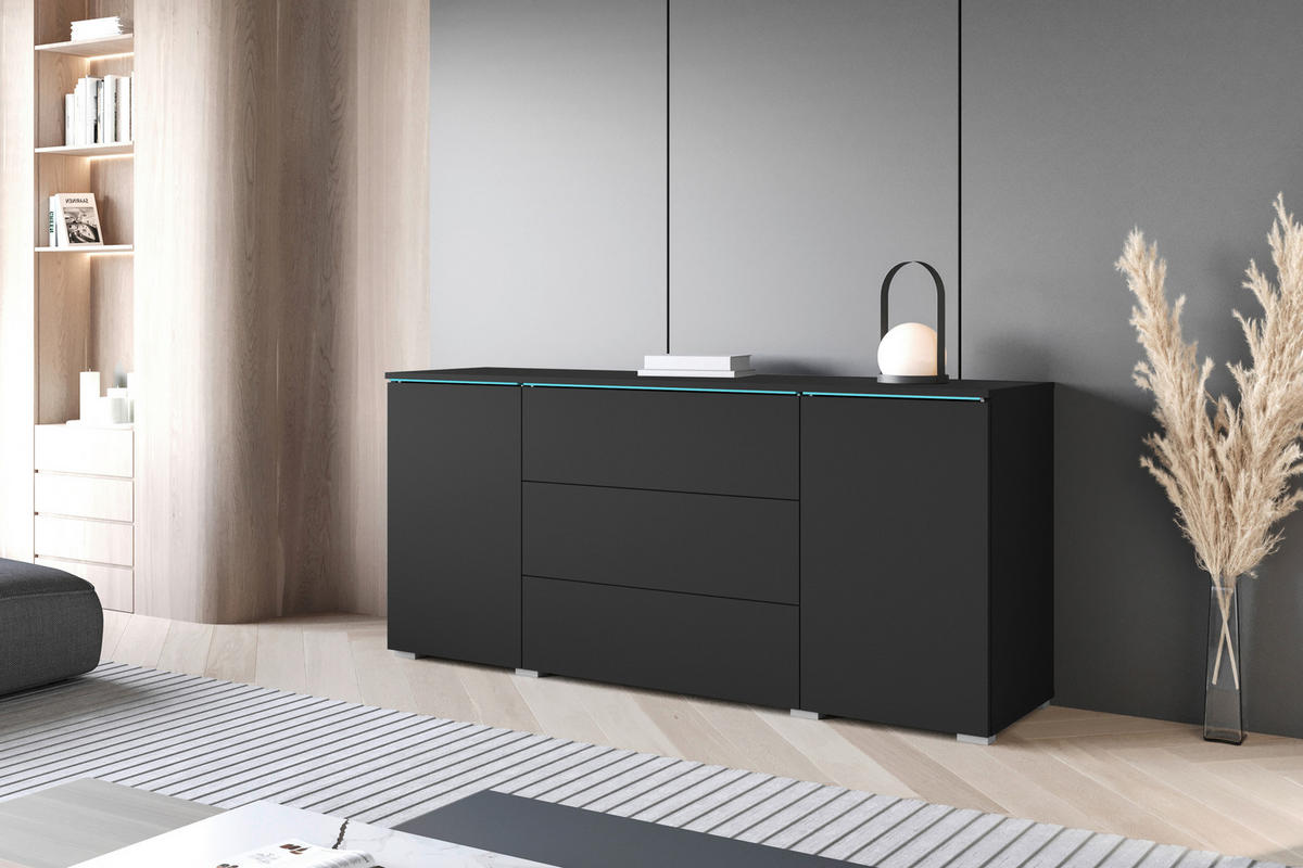 SIDEBOARD Vera  in 150/67,9/39,5 cm  - Schwarz/Graphitfarben, Basics, Holzwerkstoff/Kunststoff (150/67,9/39,5cm) - P & B