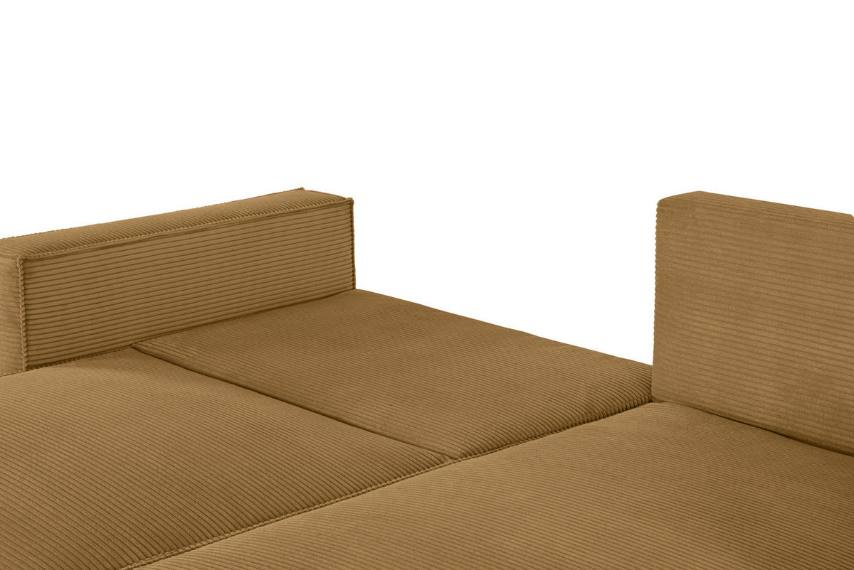 ECKSOFA Currygelb Feincord  - Currygelb/Schwarz, KONVENTIONELL, Kunststoff/Textil (242/151cm) - Carryhome
