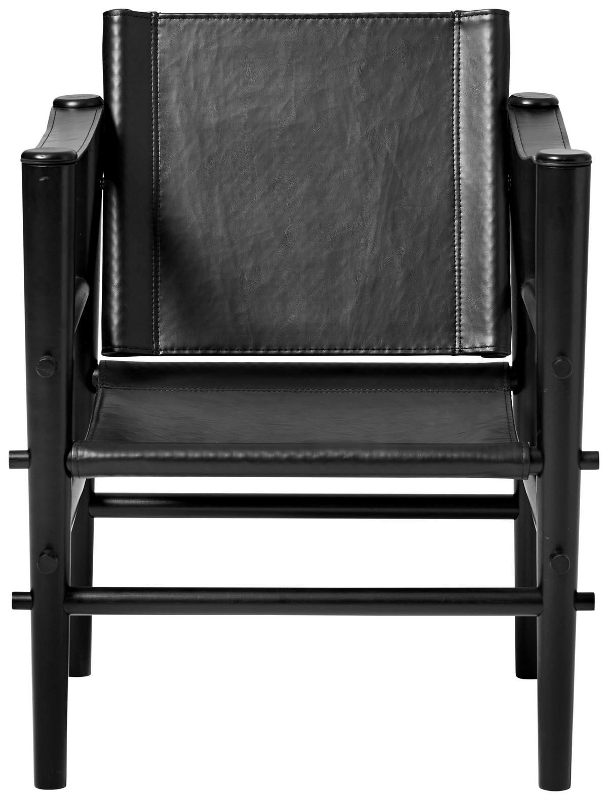 LOUNGESESSEL Schwarz    - Schwarz, ROMANTIK / LANDHAUS, Leder/Holz (59/79/61cm) - MID.YOU