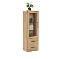 VITRINE in massiv Buche Buchefarben  - Anthrazit/Buchefarben, Natur, Glas/Holz (50/160/42cm) - Linea Natura
