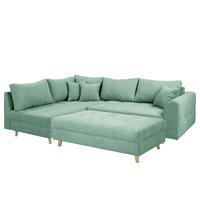 ECKSOFA inkl. Hocker Ariella in Mikrofaser Mintgrün  161/231 cm  - Naturfarben/Mintgrün, Design, Holz/Textil (161/231cm) - Livetastic