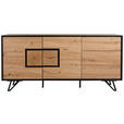 SIDEBOARD Schwarz, Eichefarben Einlegeböden  - Eichefarben/Schwarz, Holzwerkstoff/Metall (160/75/40cm) - Xora