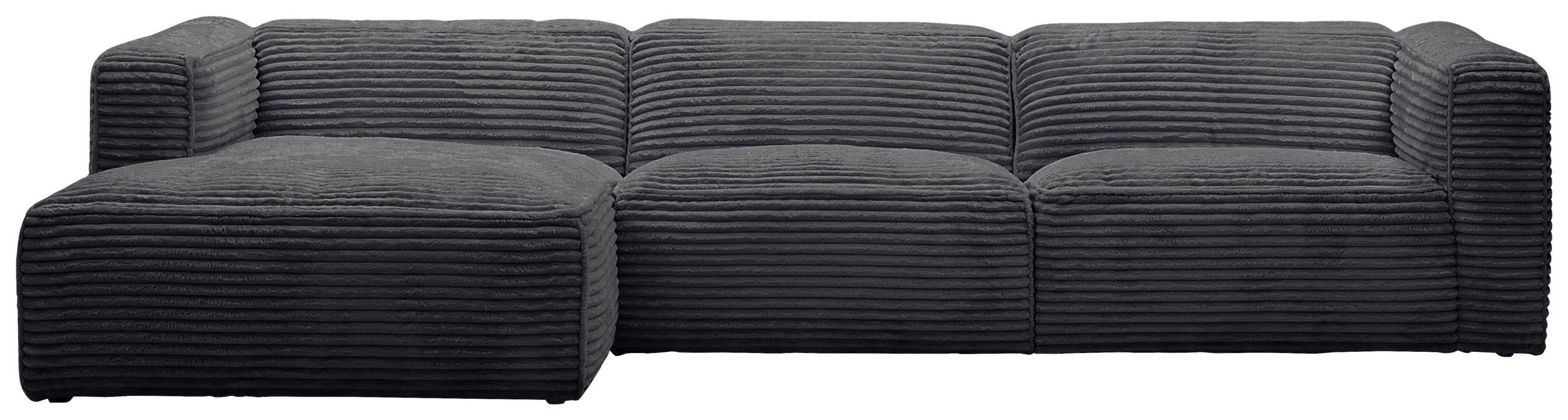 ECKSOFA Ottomane links, Eckteil  FEBE Schwarz Cord  - Schwarz, Design, Kunststoff/Textil (163/332cm) - Stylife