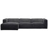 ECKSOFA Cord Schwarz  - Schwarz, Design, Kunststoff/Textil (163/332cm) - Livetastic