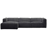 ECKSOFA Cord Schwarz  - Schwarz, Design, Kunststoff/Textil (163/332cm) - Livetastic