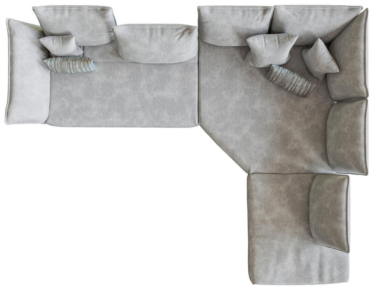 ECKSOFA Chenille, Flachgewebe Hellgrau  - Hellgrau/Schwarz, Modern, Textil/Metall (340/272cm) - W.Schillig