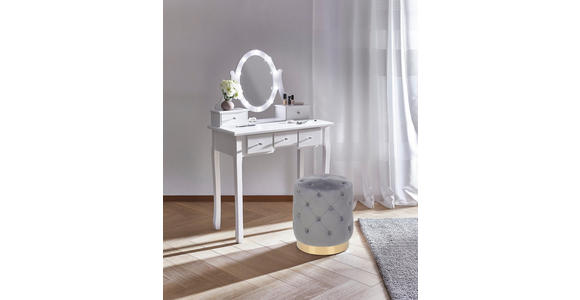 HOCKER Samt Kiefer Grau, Goldfarben - Goldfarben/Grau, Trend, Holz/Textil (37,5/40/37,5cm) - Xora