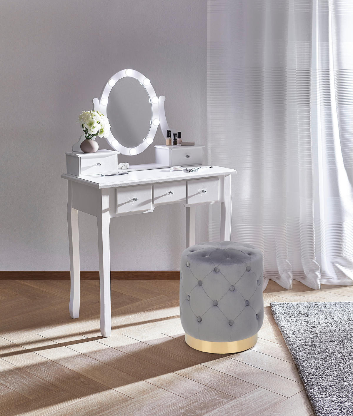 TABURET, dřevo, kov, textil, 37,5/40/37,5 cm - šedá/barvy zlata, Trend, kov/dřevo (37,5/40/37,5cm) - Xora