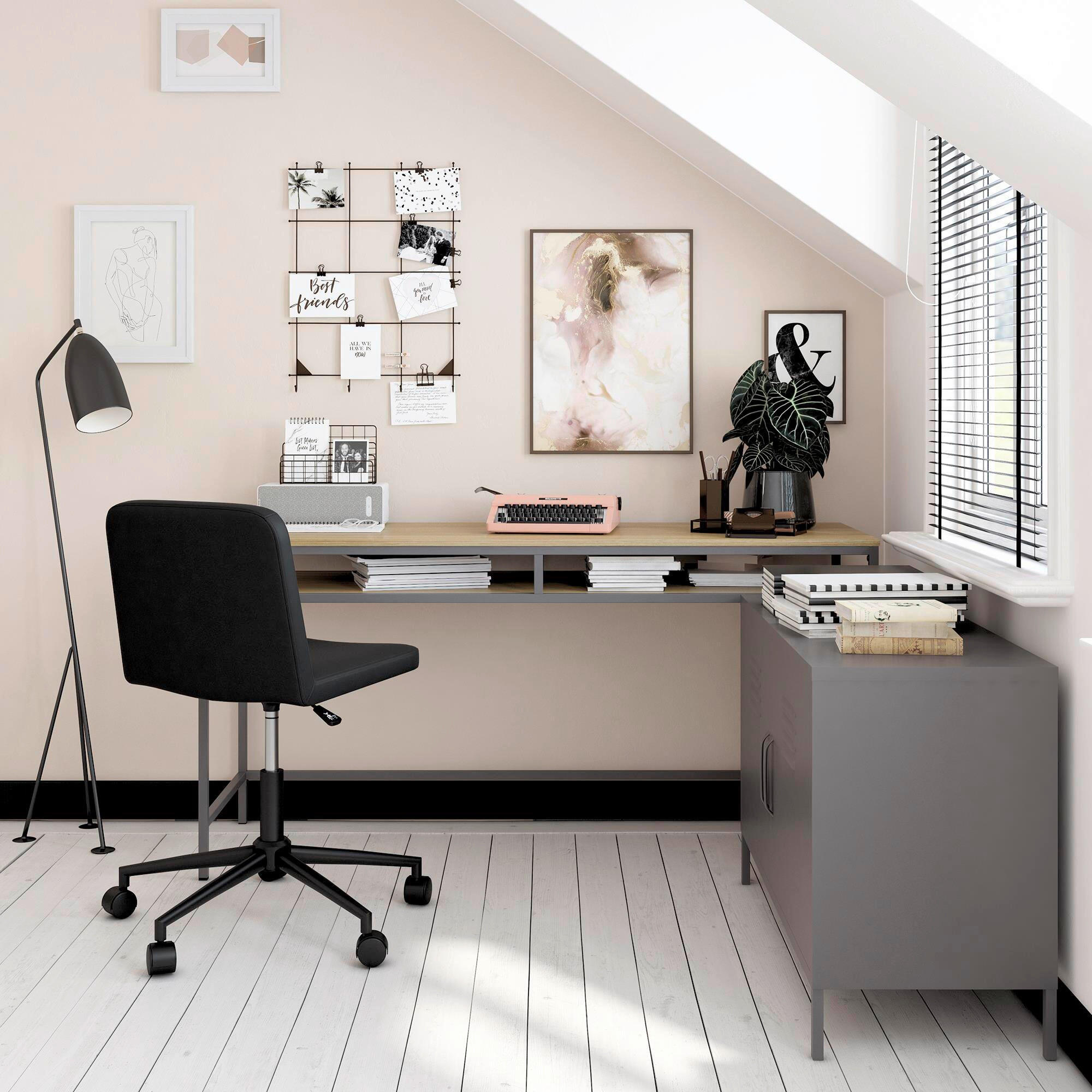 SCHREIBTISCH 151/75/50 cm  in Eiche grau  - Eiche grau/Grau, Design, Holzwerkstoff/Metall (151/75/50cm) - MID.YOU