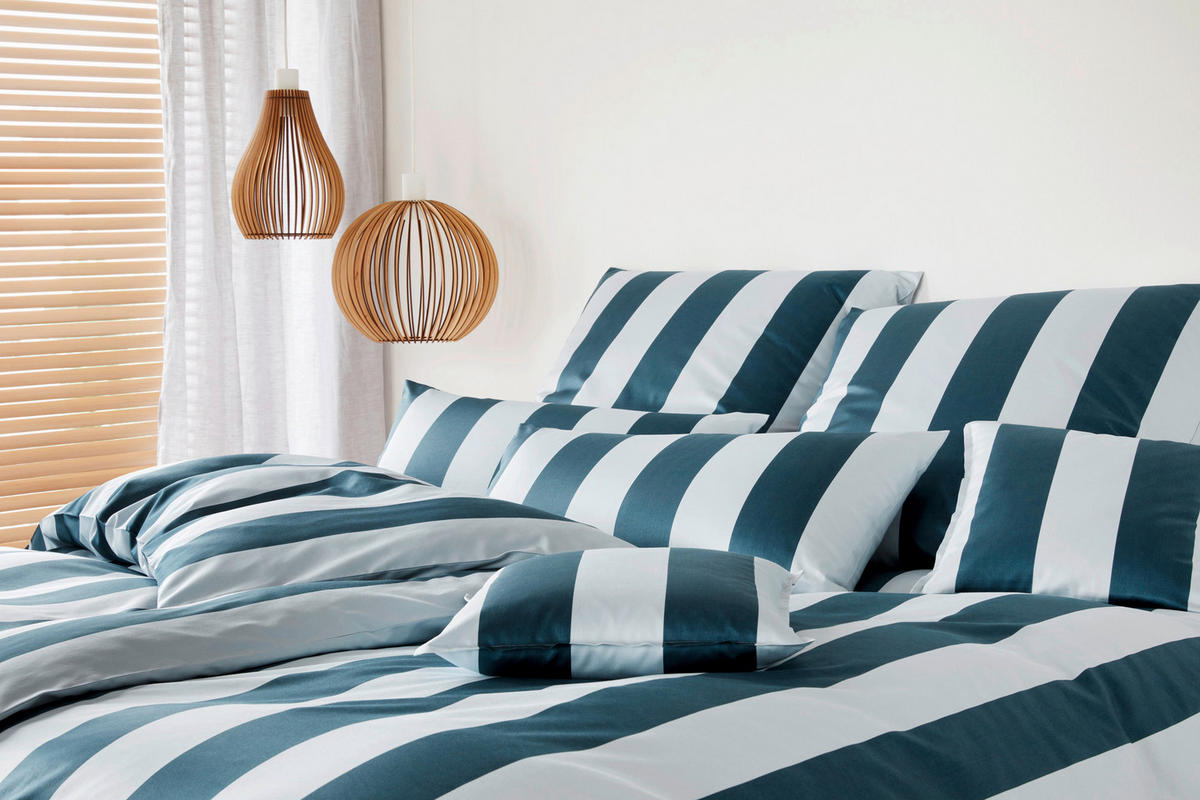 BETTWÄSCHESET Makosatin 160/210 cm  70 cm/50 cm  - Blau, Basics, Textil (160/210cm) - Elegante