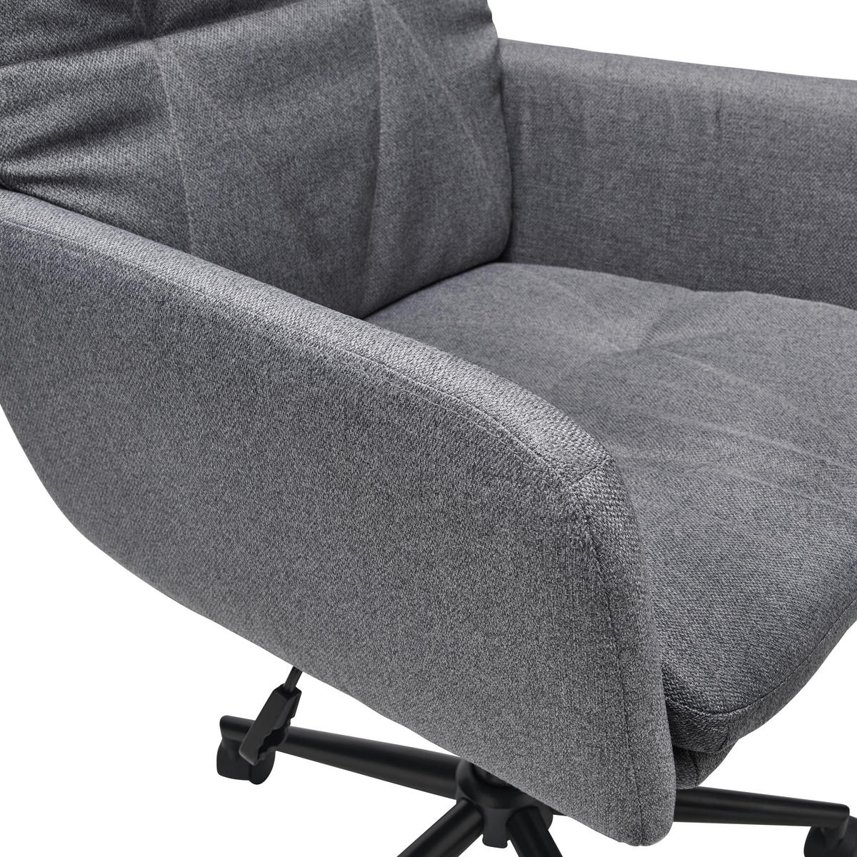 DREHSTUHL Webstoff Grau, Schwarz  - Schwarz/Grau, Design, Textil/Metall (61/92-102/65cm) - Livetastic