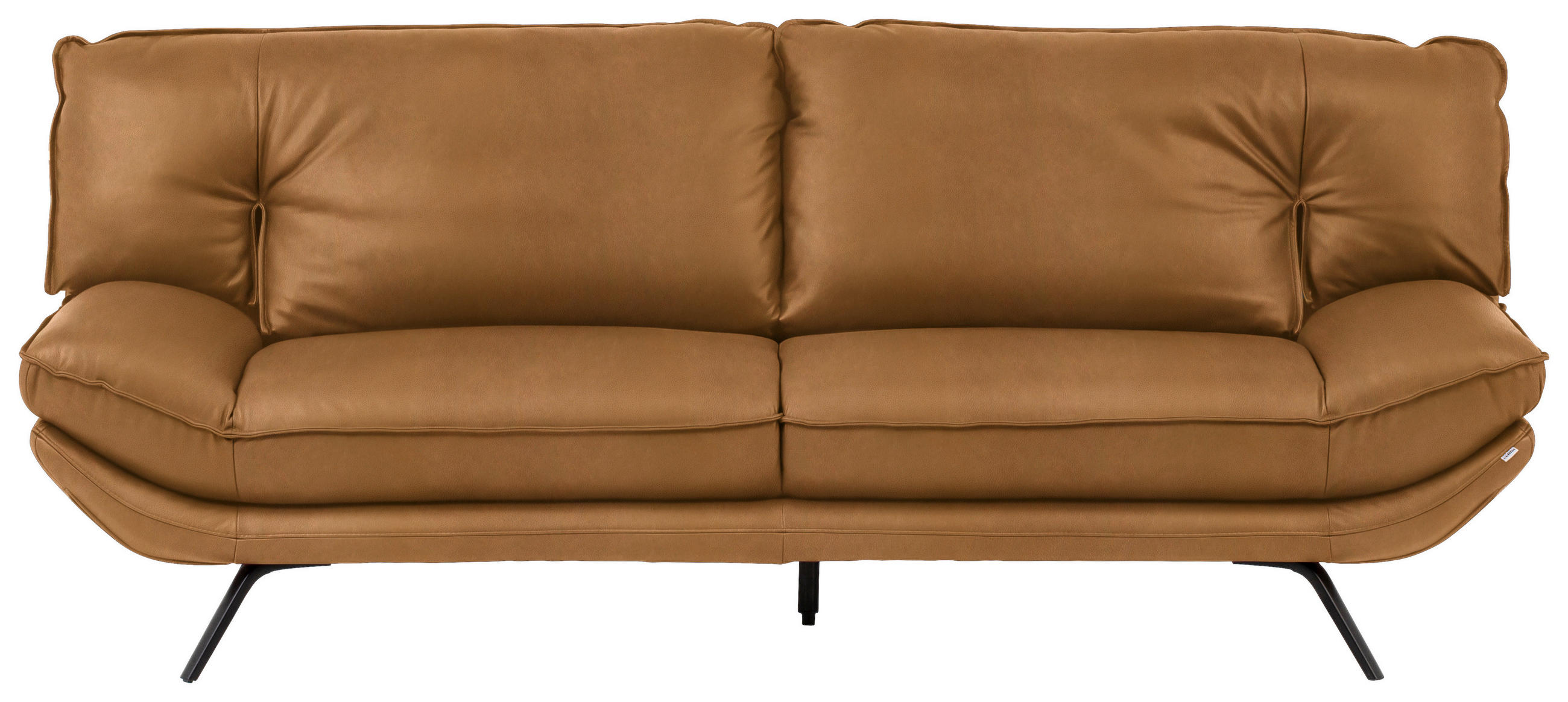3-SITZER-SOFA in Leder Hellbraun  - Hellbraun/Schwarz, Design, Leder/Metall (226/95/95cm) - Celina