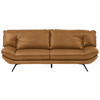 3-SITZER-SOFA in Echtleder Hellbraun  - Hellbraun/Schwarz, Design, Leder/Metall (226/95/95cm) - Celina
