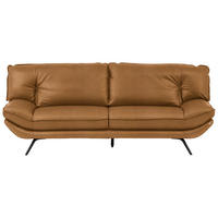 3-SITZER-SOFA in Leder Hellbraun  - Hellbraun/Schwarz, Design, Leder/Metall (226/95/95cm) - Celina