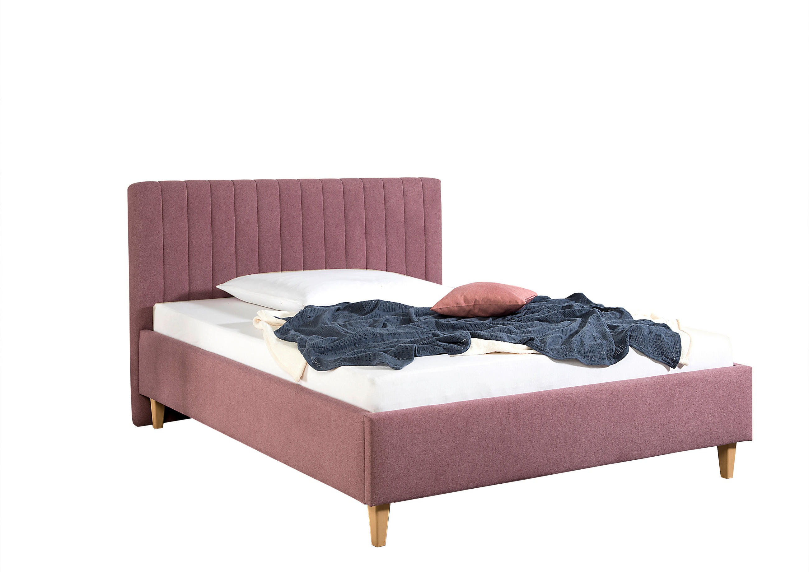 POLSTERBETT 100/200 cm,  in Beere,  - Beere/Naturfarben, MODERN, Holz/Textil (100/200cm) - Livetastic