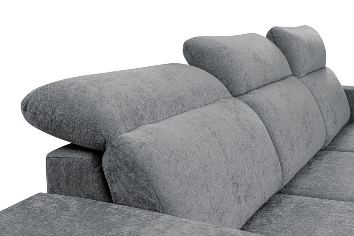 ECKSOFA MUENSTER in Chenille Anthrazit  - Anthrazit/Schwarz, Basics, Textil/Metall (264/191cm) - Livetastic