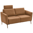 2-SITZER-SOFA  in Echtleder Haselnussfarben   - Eichefarben/Beige, Natur, Leder/Holz (182/86/87cm) - Valnatura