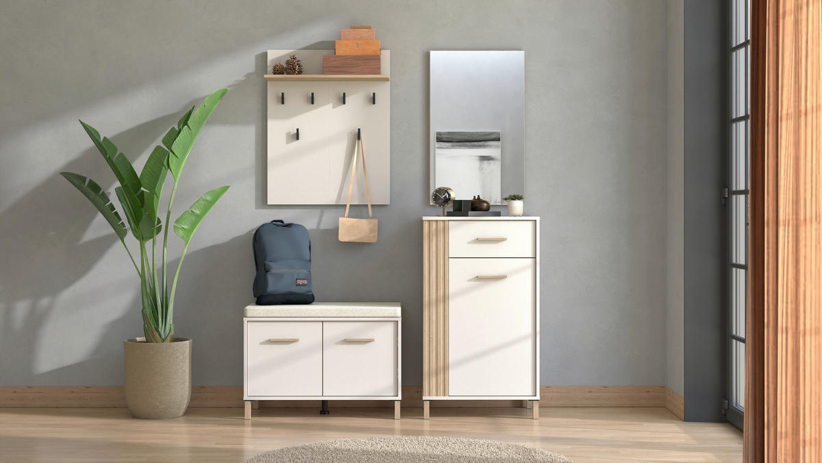 GARDEROBE 4-teilig  in 139,5/192,5/40 cm  - Kaschmir/Eiche Artisan, Basics, Glas/Holzwerkstoff (139,5/192,5/40cm) - Carryhome