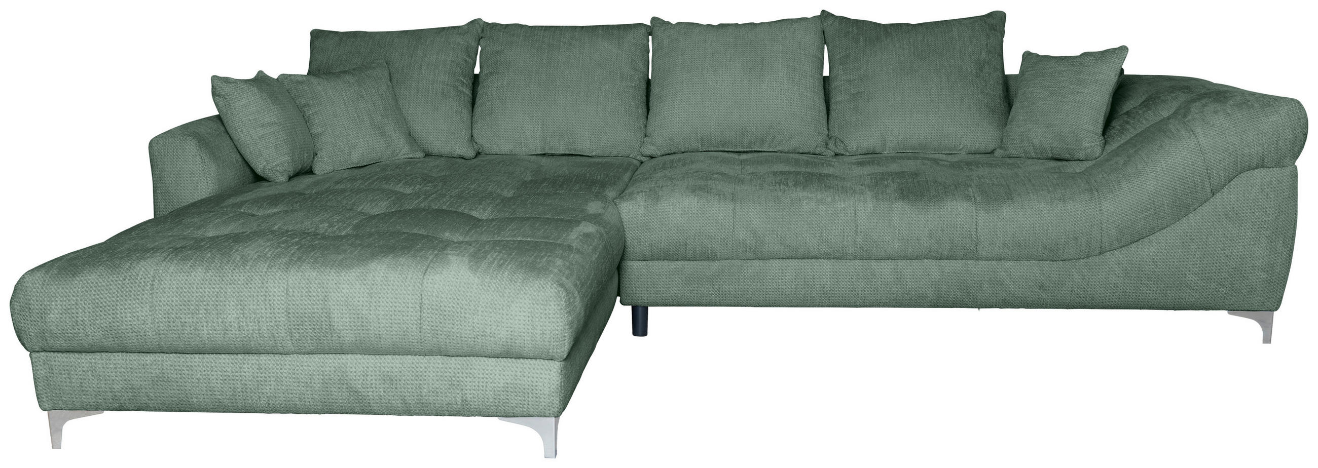 ECKSOFA Waldgrün Chenille  - Waldgrün/Chromfarben, KONVENTIONELL, Textil/Metall (227/329cm) - Carryhome