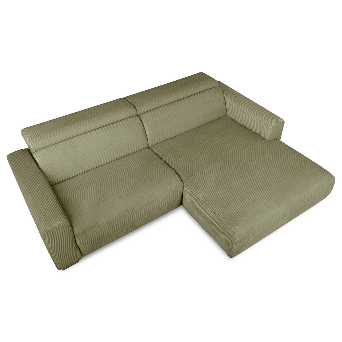 ECKSOFA RENO Grün Cord Relaxfunktion, Kopfteilverstellung  - Schwarz/Grün, Design, Kunststoff/Textil (248/184cm) - Livetastic