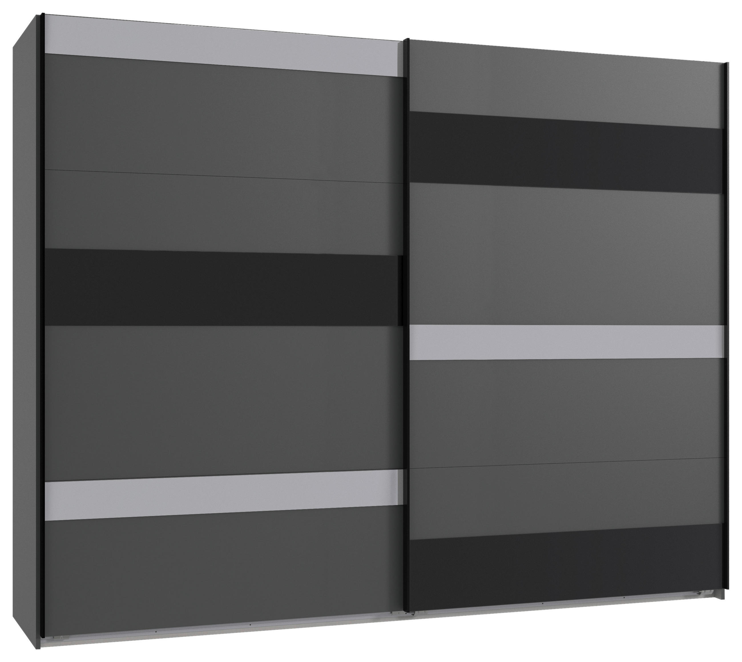 SCHWEBETÜRENSCHRANK  in Graphitfarben, Schwarz, Grau  - Hellgrau/Graphitfarben, MODERN, Glas/Holzwerkstoff (270/210/65cm) - MID.YOU