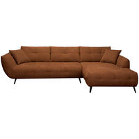 ECKSOFA 320/215 cm  in Chenille Dunkelorange Armlehnenkissen, Rücken echt, Sitztiefenverstellung  320/215 cm  - Dunkelorange/Schwarz, KONVENTIONELL, Textil/Metall (320/215cm) - Hom`in