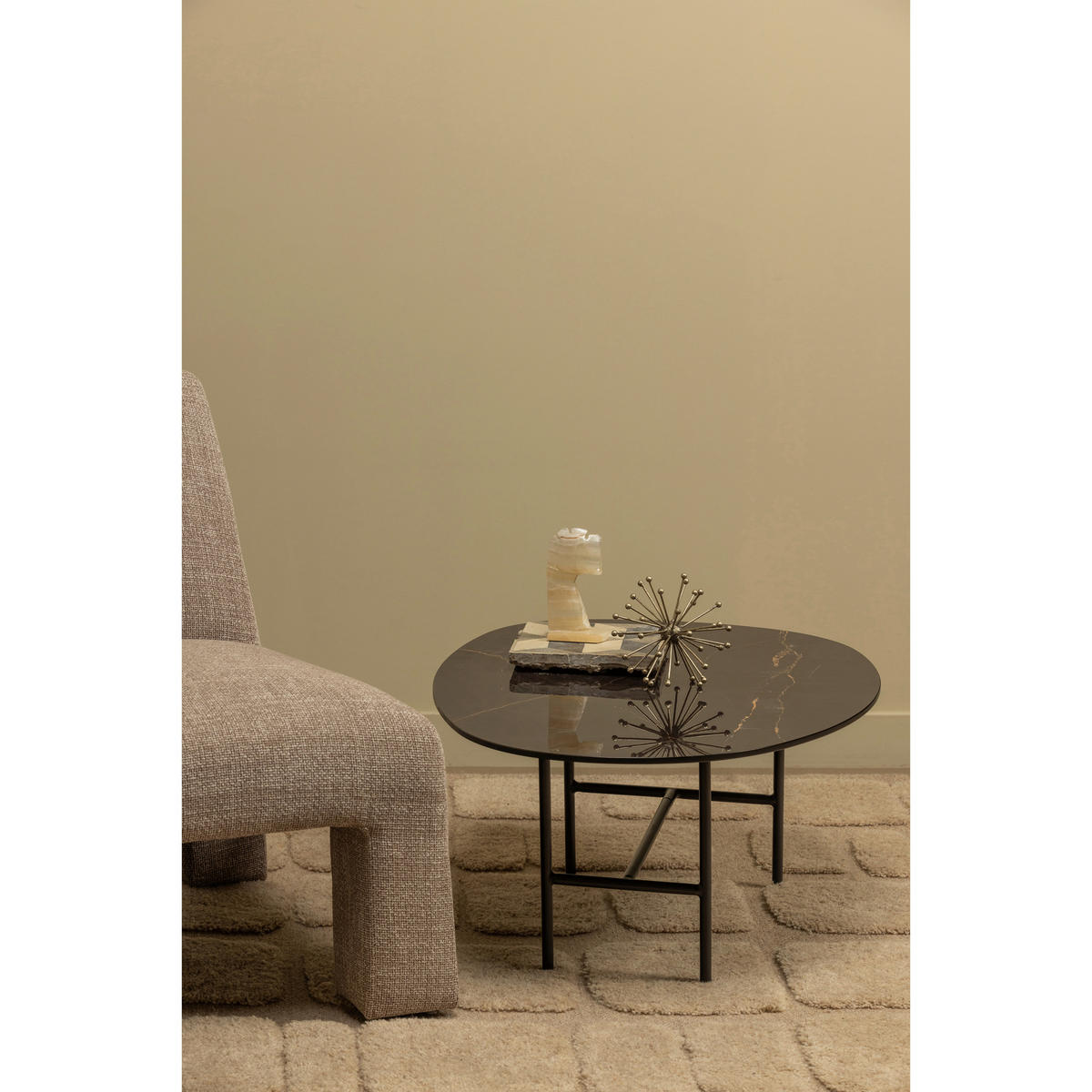 COUCHTISCH in Metall, Keramik 70/70/38 cm  - Schwarz, Design, Keramik/Metall (70/70/38cm) - Livetastic
