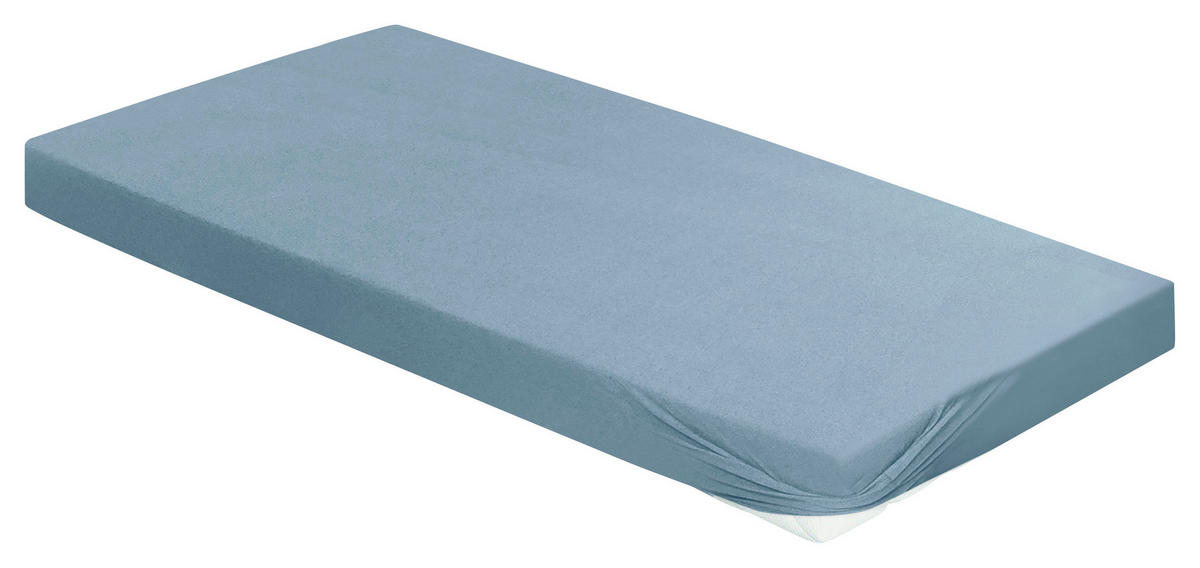 SPANNBETTTUCH Biber 190/200 cm  - Blaugrau, KONVENTIONELL, Textil (190/200cm) - Bierbaum