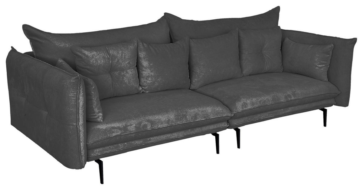 2-SITZER-SOFA in Cord Dunkelgrau  - Dunkelgrau/Schwarz, Design, Kunststoff/Textil (262/91/115cm) - MID.YOU