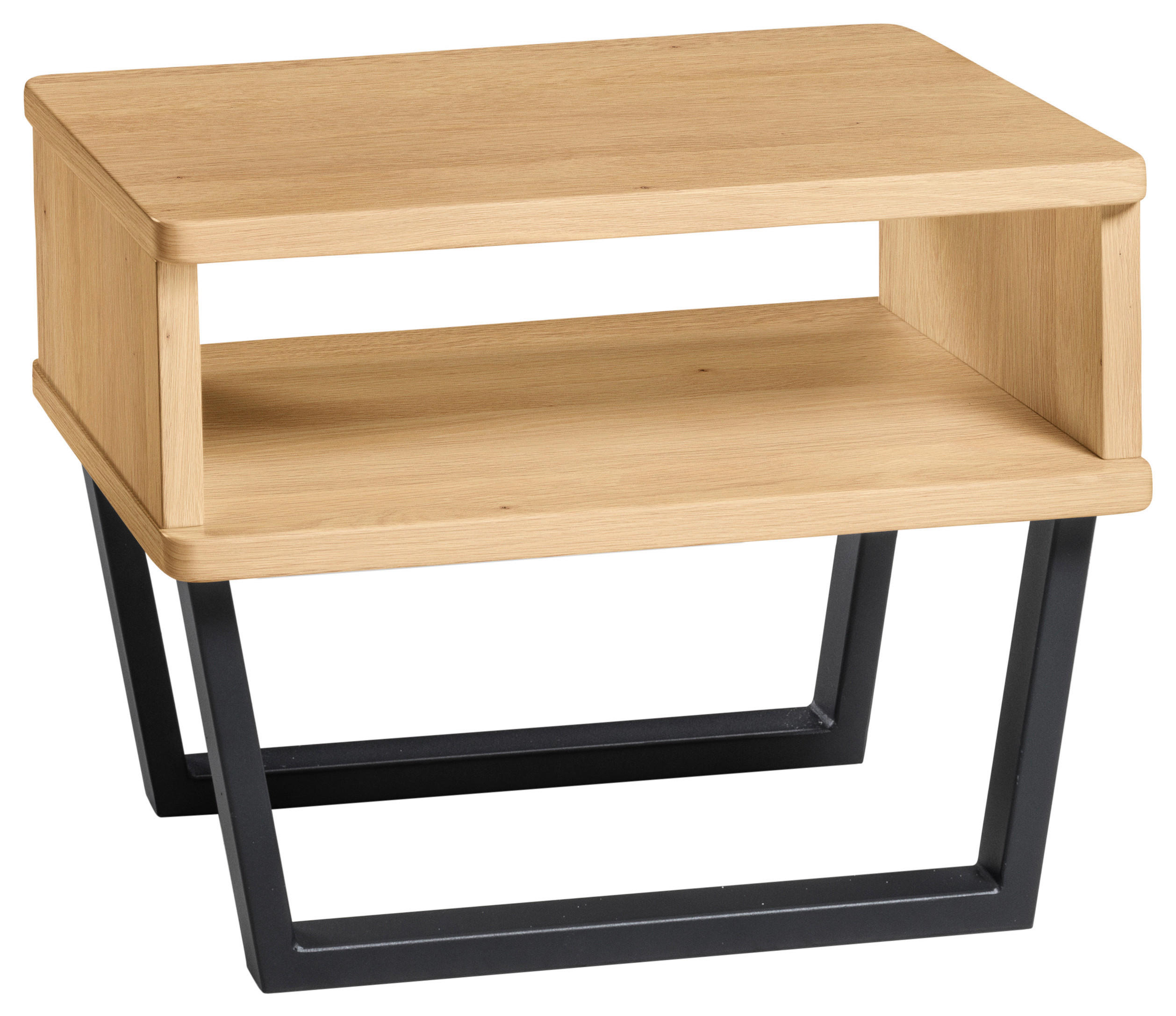 NACHTKÄSTCHEN in massiv Eiche Eichefarben  - Eichefarben/Anthrazit, Design, Holz/Metall (48/36/38cm) - Hasena