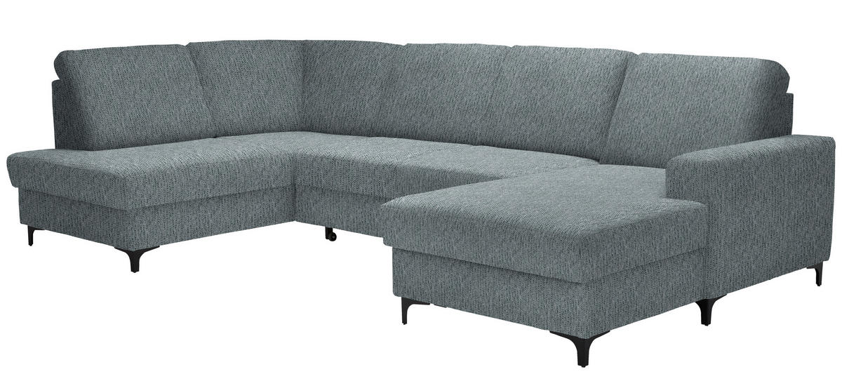 WOHNLANDSCHAFT in Webstoff Grau  - Schwarz/Grau, Konventionell, Textil/Metall (185/317/167cm) - Stylife